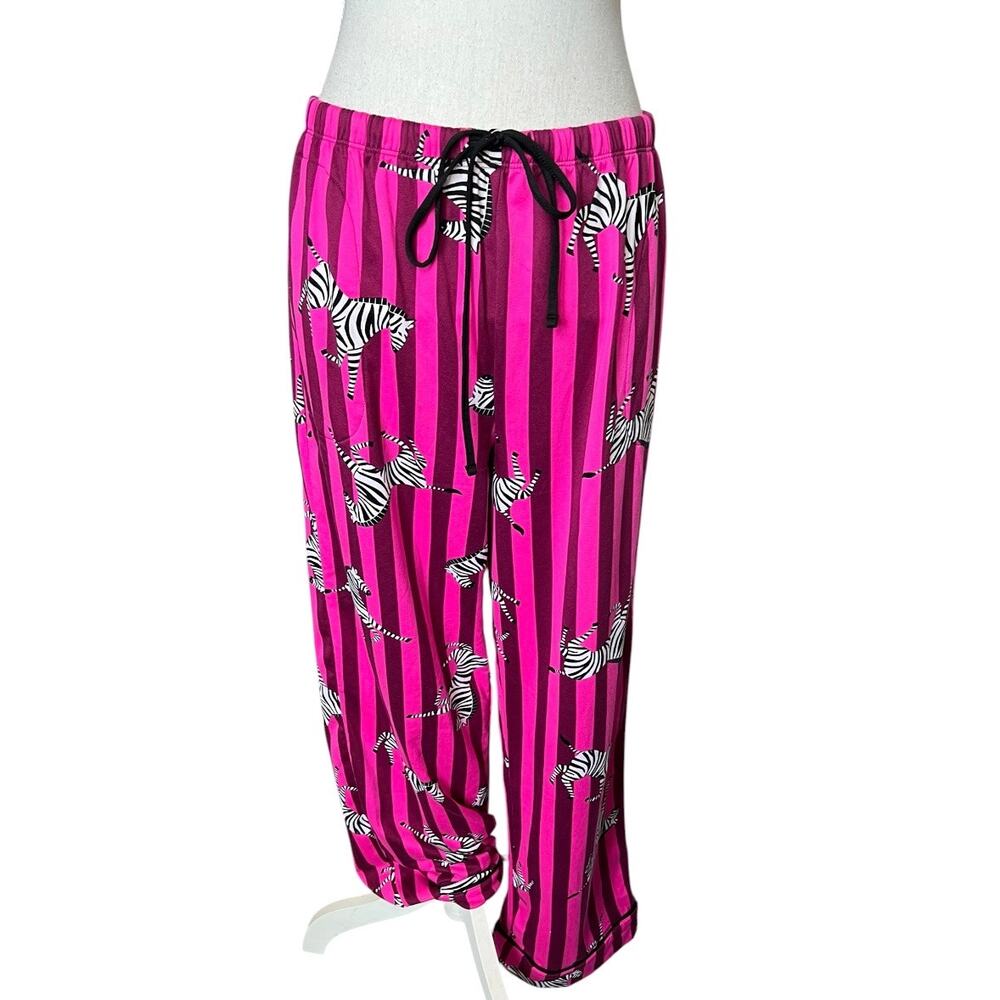 Room Service pink striped zebra pajama set size large sleepwear whimsical - Picture 6 of 10